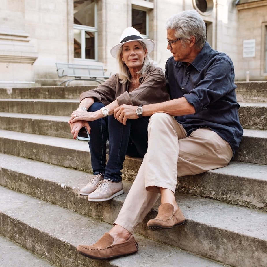 Couple Lounging on Stairs