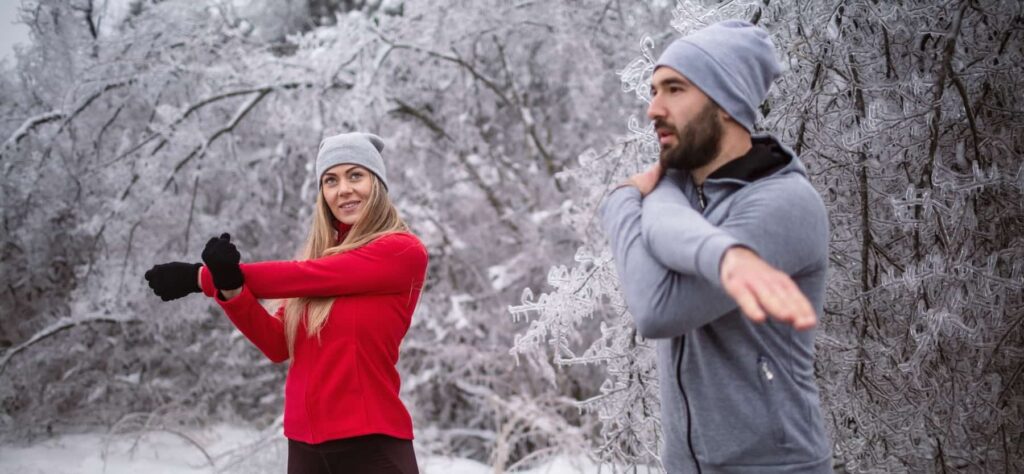 Warming up before skiing